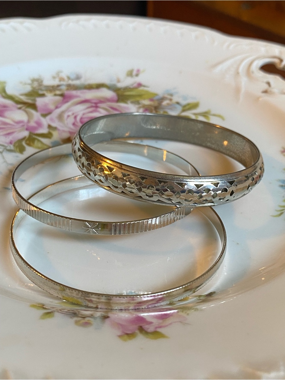 Silver-Tone Women's Bangle Trio - Classic Stackable Bracelets